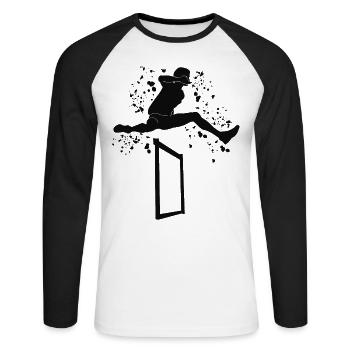Hurdle Run Obstacle Course Kids Hurdle Run - Unisex Long Sleeve Baseball T-Shirt - white/black - Front - Nik (191cm)