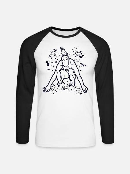 Weitspringer Weitspringen Kinder Weitsprung - Unisex Baseballshirt langarm - Weiß/Schwarz