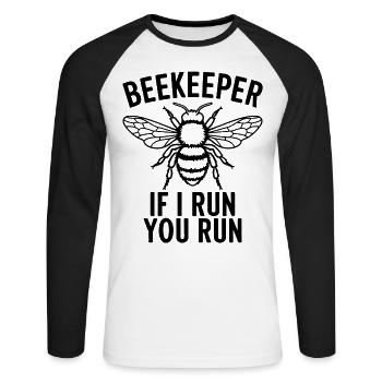 Beekeeper Saying Beekeeping Bee Funny Beekeeper Gift - Unisex Long Sleeve Baseball T-Shirt - white/black - Front - Nik (191cm)