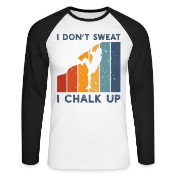 I Dont Sweat I Chalk Up I Boulderer - Unisex Baseballshirt langarm - Weiß/Schwarz - Vorne - Nik (191cm)