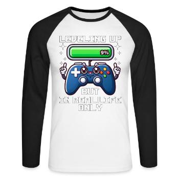 LEVELING UP BUT IN REAL LIFE ONLY - Unisex Long Sleeve Baseball T-Shirt - white/black - Front - Nik (191cm)