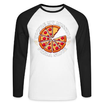 DU BIST MEIN FEHLENDES PIZZASTÜCK - Unisex Baseballshirt langarm - Weiß/Schwarz - Vorne - Nik (191cm)