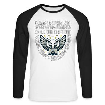 FLYING HIGH THINKING BIGGER - EAGLE AND ELEPHANT - Unisex Long Sleeve Baseball T-Shirt - white/black - Front - Nik (191cm)