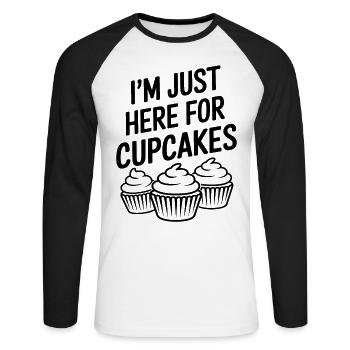Cupcake Spruch Cupcakes Lustiges Cupcake Geschenk - Unisex Baseballshirt langarm - Weiß/Schwarz - Vorne - Nik (191cm)