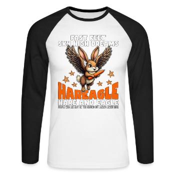 PIEDS RAPIDES RÊVES DE HAUT VOL - LIÈVRE ET AIGLE - T-shirt baseball manches longues Homme - blanc/noir - Devant - Nik (191cm)