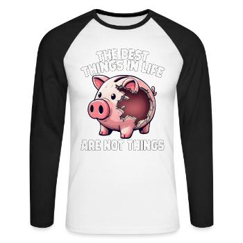 LES MEILLEURES CHOSES DE LA VIE NE SONT PAS DES CHOSES - T-shirt baseball manches longues Homme - blanc/noir - Devant - Nik (191cm)