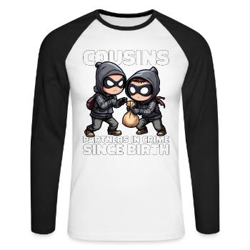 COUSINS PARTENAIRES DANS LE CRIME DEPUIS LA NAISSANCE - T-shirt baseball manches longues Homme - blanc/noir - Devant - Nik (191cm)