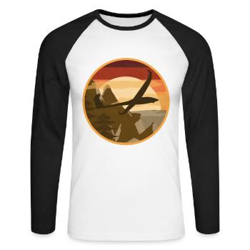 Avion rc planeur modèle pilote d’avion - T-shirt baseball manches longues Homme - blanc/noir - Devant - Nik (191cm)