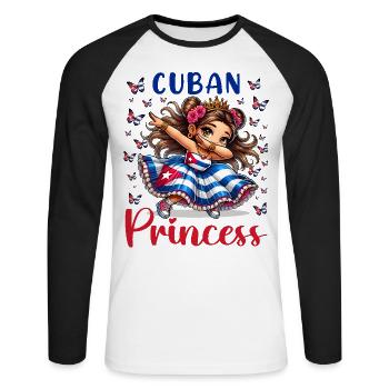 Cuban Princess Dabbing for girls & kids - Unisex Long Sleeve Baseball T-Shirt - white/black - Front - Nik (191cm)