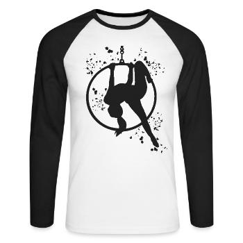 Aerialist Aerial Ring Lyra Air Ring - Unisex Long Sleeve Baseball T-Shirt - white/black - Front - Nik (191cm)