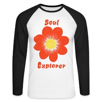 Soul Explorer - Unisex Long Sleeve Baseball T-Shirt - white/black - Front - Nik (191cm)
