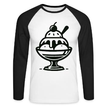 Design de crème glacée pour l’amateur de crème glacée et de glacier - T-shirt baseball manches longues Homme - blanc/noir - Devant - Nik (191cm)