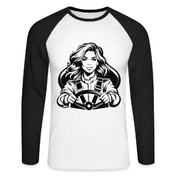 Cool racer – vitesse et style - T-shirt baseball manches longues Homme - blanc/noir - Devant - Nik (191cm)