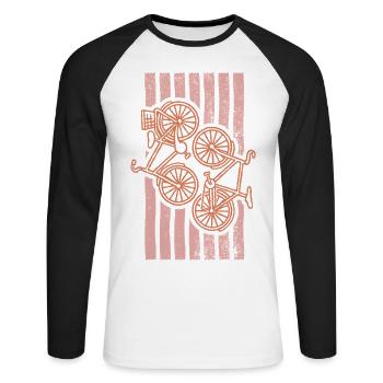 Visual Cycling Summer Trend Pale Pink Minimalist - Unisex Long Sleeve Baseball T-Shirt - white/black - Front - Nik (191cm)