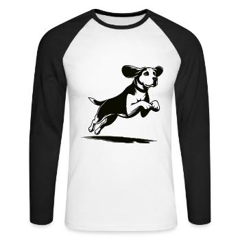 Design mignon de beagle - pour les vrais fans de chiens - T-shirt baseball manches longues Homme - blanc/noir - Devant - Nik (191cm)