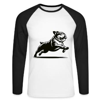 Funny Bulldog Design - Boulon de charme - T-shirt baseball manches longues Homme - blanc/noir - Devant - Nik (191cm)