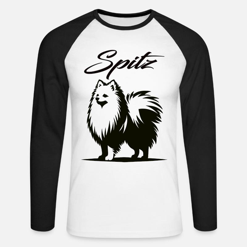 Spitz Design – Der charmante Wirbelwind - Unisex Baseballshirt langarm - Weiß/Schwarz