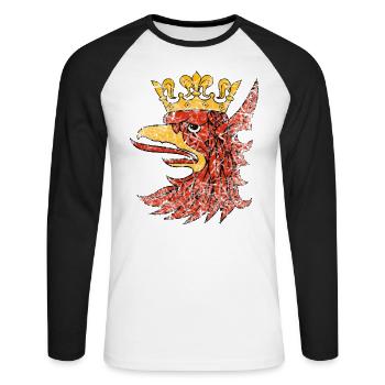 Szczecin Stettin L'Aigle de Couronne de Pologne - T-shirt baseball manches longues Homme - blanc/noir - Devant - Nik (191cm)