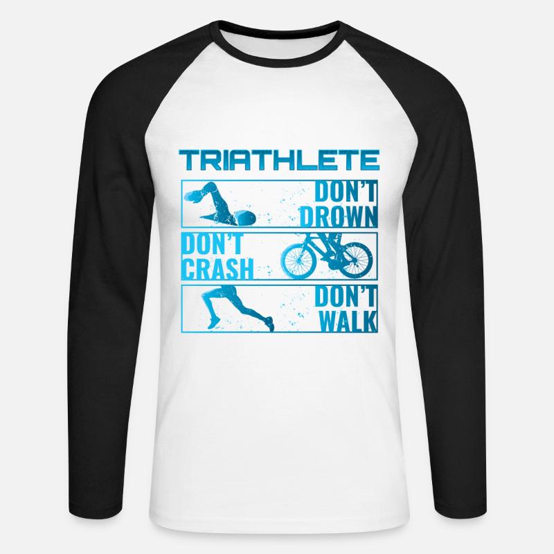 Triathlon Tshirt Gift Evolution Men - Unisex Long Sleeve Baseball T-Shirt - white/black