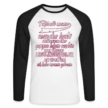 fussball mama manche leute muessen ihr ganzes lebe - Unisex Baseballshirt langarm - Weiß/Schwarz - Vorne - Nik (191cm)
