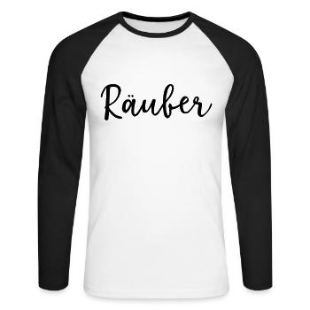 Räuber Papa Shirt zum Vatertag - Unisex Baseballshirt langarm - Weiß/Schwarz - Vorne - Nik (191cm)
