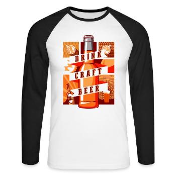 Drink craft beer - Unisex Long Sleeve Baseball T-Shirt - white/black - Front - Nik (191cm)