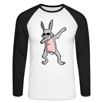 Dabbing Easter Bunny - Easter Bunny Dab! - Unisex Long Sleeve Baseball T-Shirt - white/black - Front - Nik (191cm)