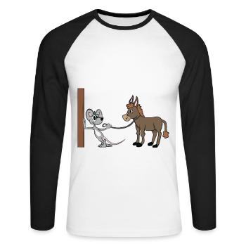 Souris de cheval d'âne je ne donne pas un amusement drôle drôle ne - T-shirt baseball manches longues Homme - blanc/noir - Devant - Nik (191cm)