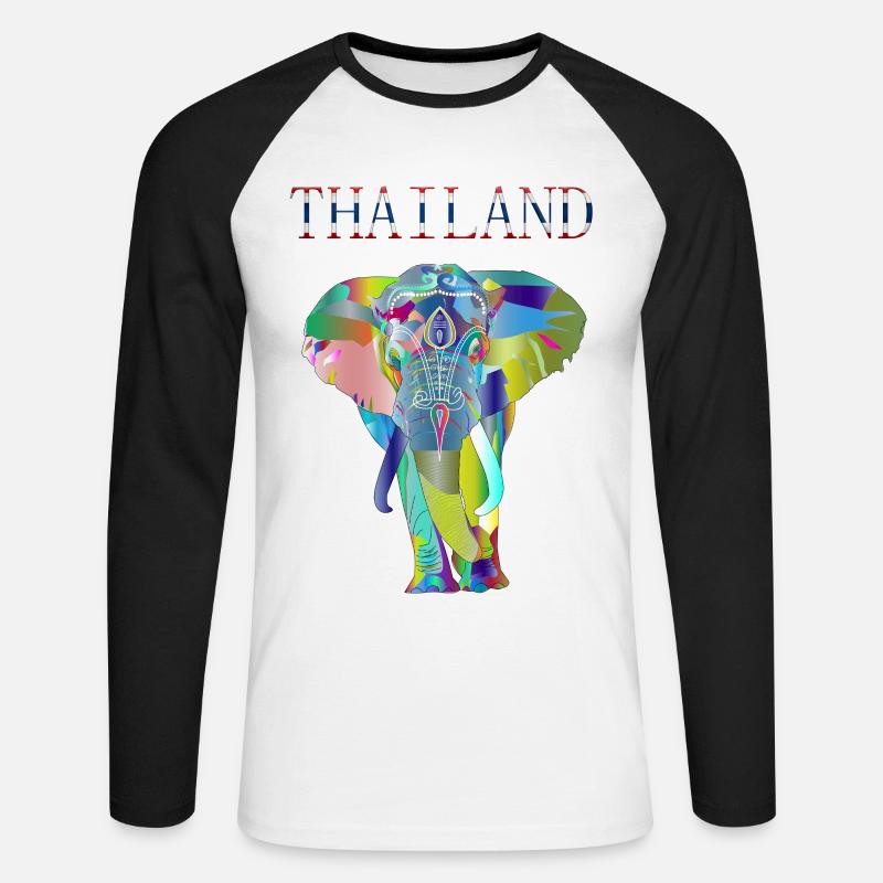 THAILAND ELEFANT GESCHENK IDEE - Unisex Baseballshirt langarm - Weiß/Schwarz