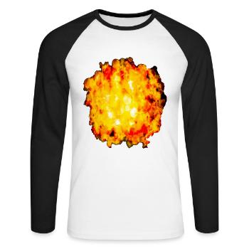 Petite explosion - T-shirt baseball manches longues Homme - blanc/noir - Devant - Nik (191cm)