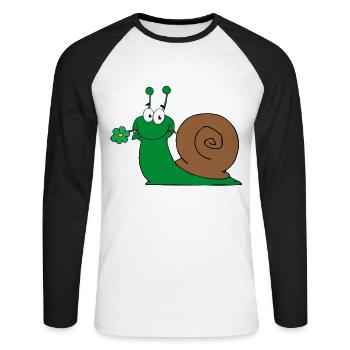 Escargot Doux Schngge - T-shirt baseball manches longues Homme - blanc/noir - Devant - Nik (191cm)