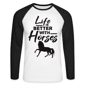 Horse horse saying - Unisex Long Sleeve Baseball T-Shirt - white/black - Front - Nik (191cm)