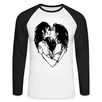 L’amour des femmes en forme de cœur - T-shirt baseball manches longues Homme - blanc/noir - Devant - Nik (191cm)