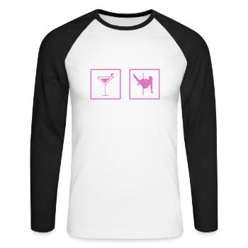 Cadeau de danseuse de pole dance blague dance - T-shirt baseball manches longues Homme - blanc/noir - Devant - Nik (191cm)
