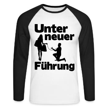 Junggesellenabschied Lustig Unter neuer Führung - Unisex Baseballshirt langarm - Weiß/Schwarz - Vorne - Nik (191cm)
