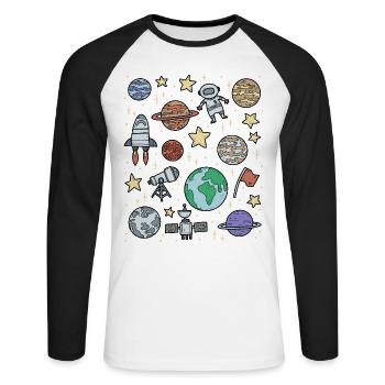 Univers Espace Espace - T-shirt baseball manches longues Homme - blanc/noir - Devant - Nik (191cm)