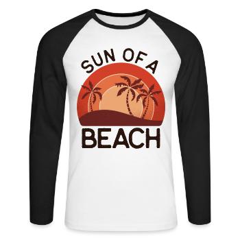 Sun of a beach - un sort amusant pour l’été - T-shirt baseball manches longues Homme - blanc/noir - Devant - Nik (191cm)