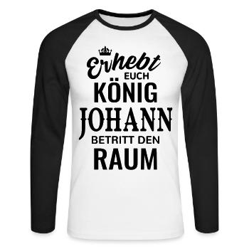 Name Johann König Geschenkidee Geburtstag lustig - Unisex Baseballshirt langarm - Weiß/Schwarz - Vorne - Nik (191cm)