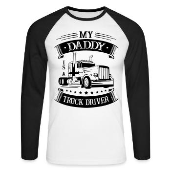 My Daddy is a Truck Driver - Unisex Baseballshirt langarm - Weiß/Schwarz - Vorne - Nik (191cm)
