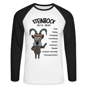 Sternzeichen Steinbock - Unisex Baseballshirt langarm - Weiß/Schwarz - Vorne - Nik (191cm)