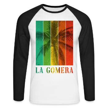 La Gomera Summer Sun Beach Sea Palm Trees - Unisex Long Sleeve Baseball T-Shirt - white/black - Front - Nik (191cm)