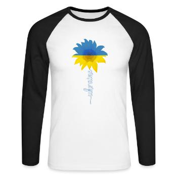 Support Ukraine with I stand with Ukraine - Unisex Long Sleeve Baseball T-Shirt - white/black - Front - Nik (191cm)