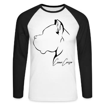 CANE CORSO Profil Chiens Chien Wilsigns - T-shirt baseball manches longues Homme - blanc/noir - Devant - Nik (191cm)