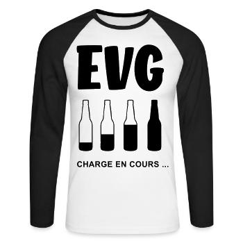 EVG Futur marié alcool charge en cours - T-shirt baseball manches longues Homme - blanc/noir - Devant - Nik (191cm)