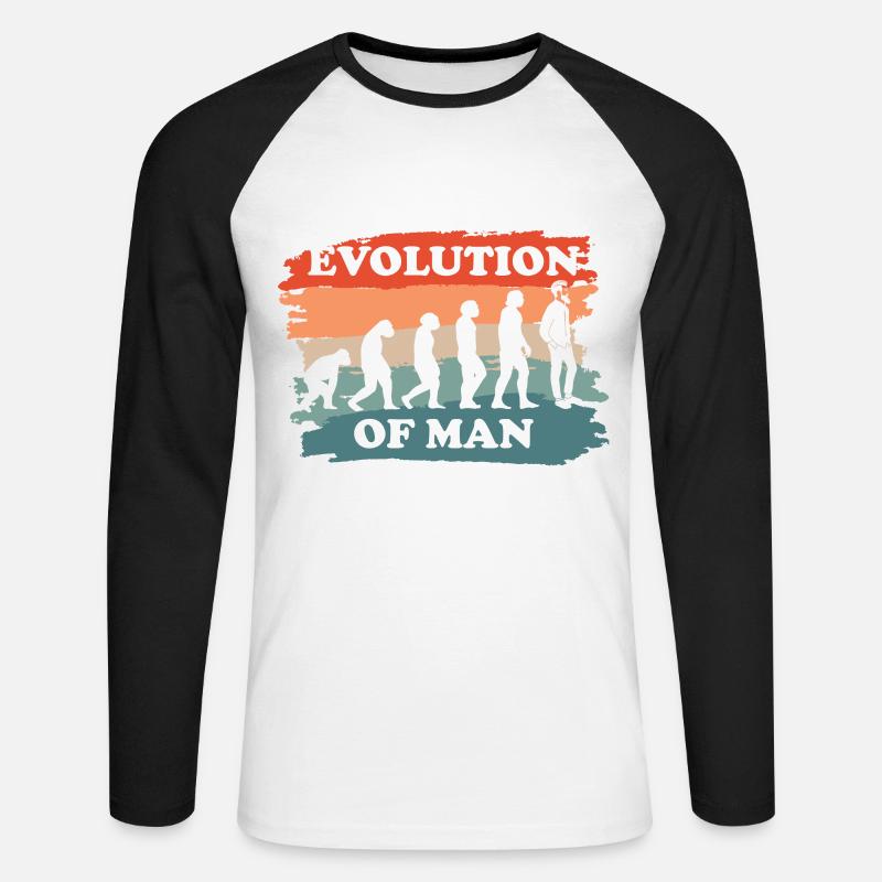 Evolution des Mannes - Unisex Baseballshirt langarm - Weiß/Schwarz