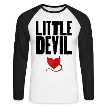 Petit Diable - T-shirt baseball manches longues Homme - blanc/noir - Devant - Nik (191cm)