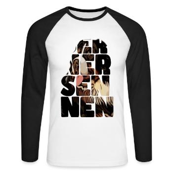 Bouvier bernois - T-shirt baseball manches longues Homme - blanc/noir - Devant - Nik (191cm)