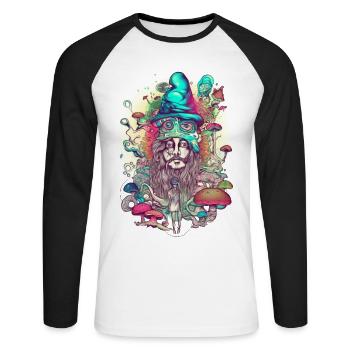 Trippy Shaman - T-shirt baseball manches longues Homme - blanc/noir - Devant - Nik (191cm)