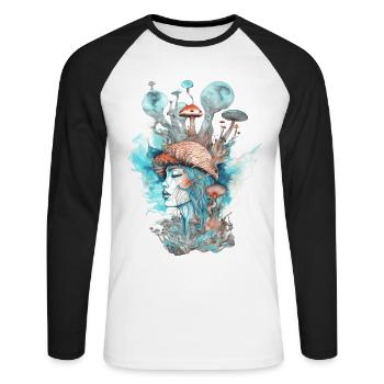 Trippy Shaman - T-shirt baseball manches longues Homme - blanc/noir - Devant - Nik (191cm)