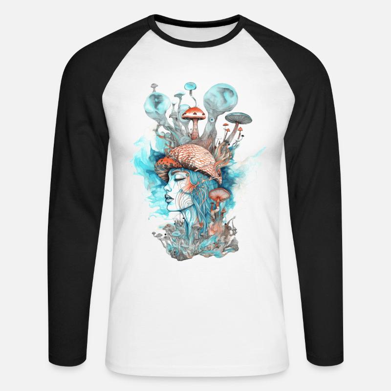 Trippy Schamane - Unisex Baseballshirt langarm - Weiß/Schwarz